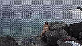 Unexpected Cumshot Surprises Nudist Girlfriend on Beach with Cuckold Twist