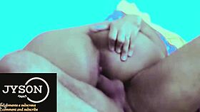 Amateur couple prepares for double penetration with big ass riding in close up