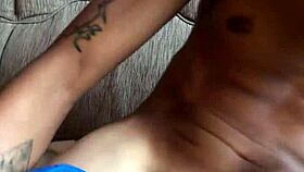 Mature amateur masturbates big cock in soccer shorts, cumming to finish.