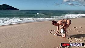 Fucking pussy and ass of emme white on beach