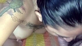 Latina Sucks Tattooed Mexican's Cock On Hammock