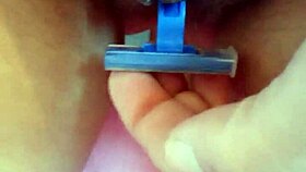 Beautiful brunette explores alternative masturbation techniques.