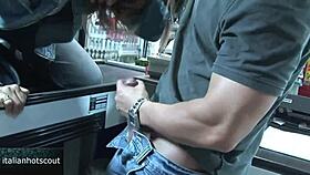 italian slut fucked in supermarket with shaved pussy