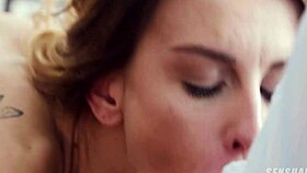 Thick Lesbian Fingers Her Friend to Orgasm in Shower!