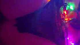 reverse cowgirl rides big cock with toys and fishnets on tied ass