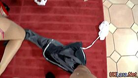 Will she splash cum on those classy stockings?