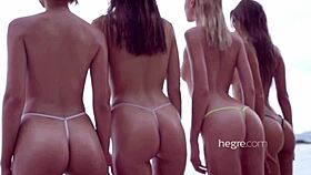 4 Beauty Girls Bare All on Nude Beach!