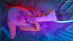 Hot Blonde in White Stockings Moans in Cum Puddle with Huge Cock Orgasm 😍