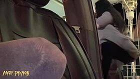 Pretty Asian Girl Gives Car Blowjob Before Anal Creampie