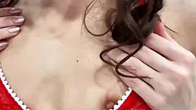 hot brunette toys her ass and sucks big dick for christmas fun 😈🎄