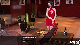 In this 3d cartoon game, the employee flirts with the boss at work in fashion business episode 1 scene 82.