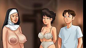 Summertime Saga - church milf caught banging herself with police baton 😳