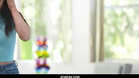 seduced by the sitter with big tits and petite body, she kisses and masturbates