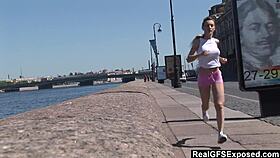 russian blonde olga meets bbc for outdoor action while jogging