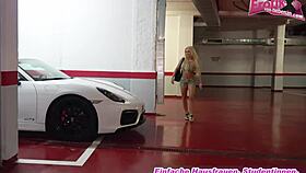 Blonde German teen 18+ does anal in car for cash