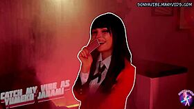 4k kakegurui mary teases horny yumeko with cosplay toys and lesbian creampie fucking