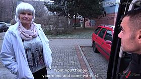 found this busty milf whore on the street, got her pussy cum covered in a driving van, damn