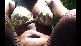 masked girl masturbate outdoor