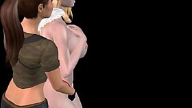 3D Cartoon Lesbians Rubbing Pussies And Fucking