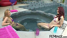 Blonde step sis gets her pussy licked by redhead