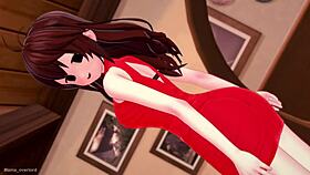 The beautiful girlfriend wants to have fun in her room all night in hentai style