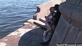 russian blonde olga meets bbc for outdoor action while jogging