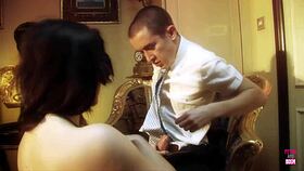 A Little 18+ Masked Brunette Kitty Came To Play And Tittyfuck Her Masters Big Dick