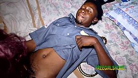 husband catches wife fucking the black security guy