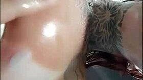 redhead with big tits and tan lines shows off her ass in pov close up