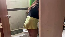 big ass in bathroom, almost caught