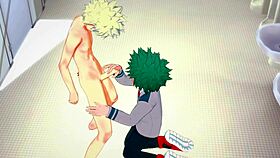 My hero academia yaoi - midoriya handjob and fucked by bakugou in the bathroom - japanese asian manga anime game porn