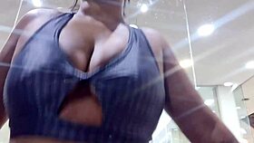 Dripping sweat at the gym, gifting sweaty panties and feet after workout.