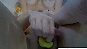 Sexy Nadia bathes with rubber duckies and masturbates her pussy 😘