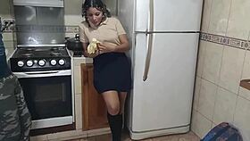 Hot Colegiala Seduces Stepdad for Kitchen Action, Dare to Watch?