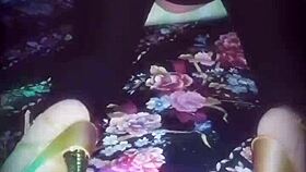 Solo amateur Sharon in hot latex and panties at work