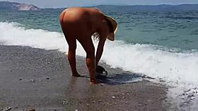 nippleringlover shows off extreme stretched nipple piercings and multiple pussy rings at nude beach