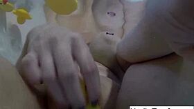 Sexy Nadia bathes with rubber duckies and masturbates her pussy 😘