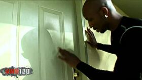 donna red's big tits bounce as she takes a big black cock facial