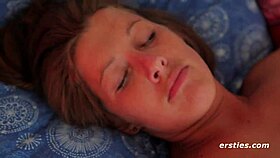 stunning celina with long legs performs solo activity reaching peak