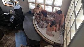 Spa bath orgy with three girls 😍