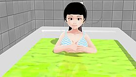 koko a strips naked in the bath for you