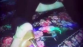 Solo amateur Sharon in hot latex and panties at work