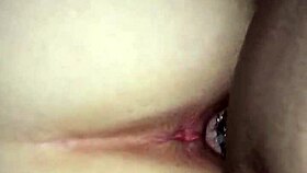 Slut bent over takes backshots in doggystyle creampie