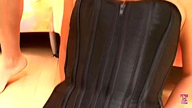 Is this blonde in stockings ready to be a slave penetrated by two guys with toys?