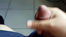 Raw Gay Handjob Scene Where He Jerks Off for the Girls Watching