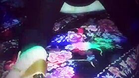 Solo amateur Sharon in hot latex and panties at work