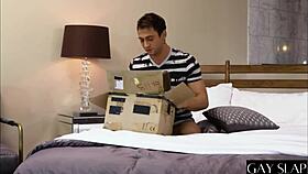 Interracial gay bodybuilder fucking with big black cock in french european style.