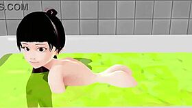 koko a strips naked in the bath for you