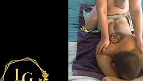 Chubby mother-in-law passionately sucks and swallows my cum.