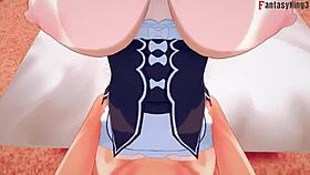 Rem gives boobjob, sucking and fucking in pov as big boobs maid from re zero